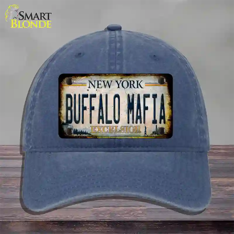 Buffalo Mafia Excelsior New York Rusty Novelty License Plate Hat Tag Unconstructed Cotton Navy