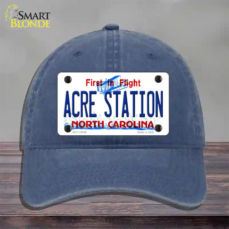 Acre Station North Carolina Novelty License Plate Hat Tag Unconstructed Cotton Navy