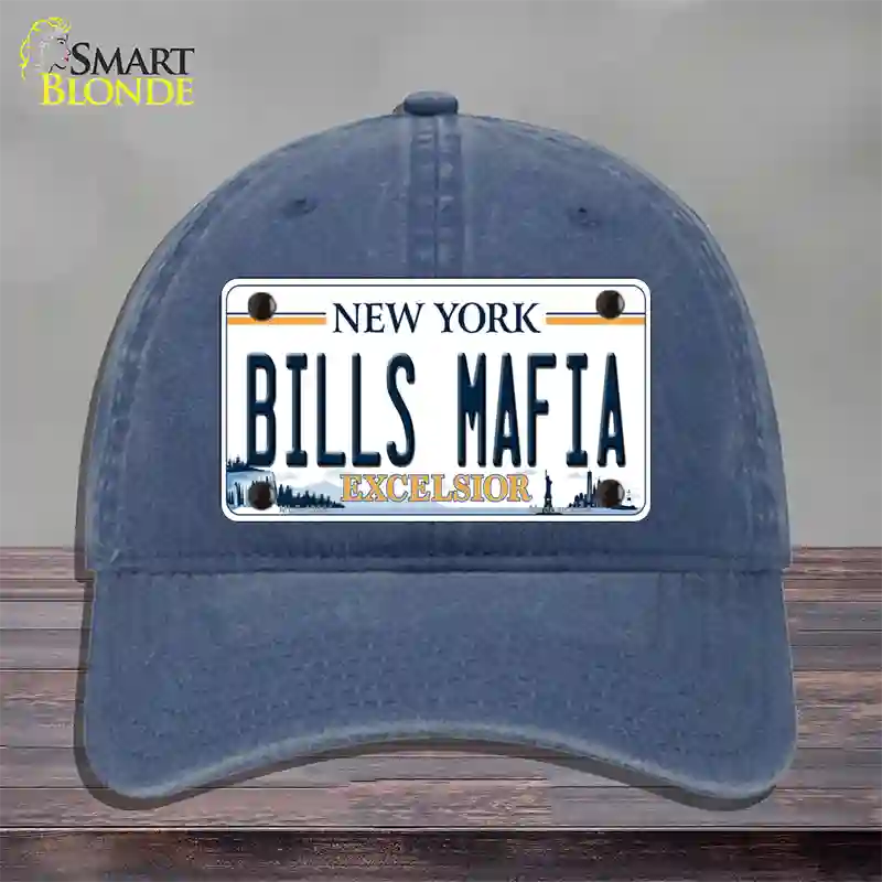 Bills Mafia NY Excelsior Novelty License Plate Hat Tag Unconstructed Cotton Navy