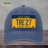 Tre 27 New York Yellow Novelty License Plate Hat Tag Unconstructed Cotton Navy