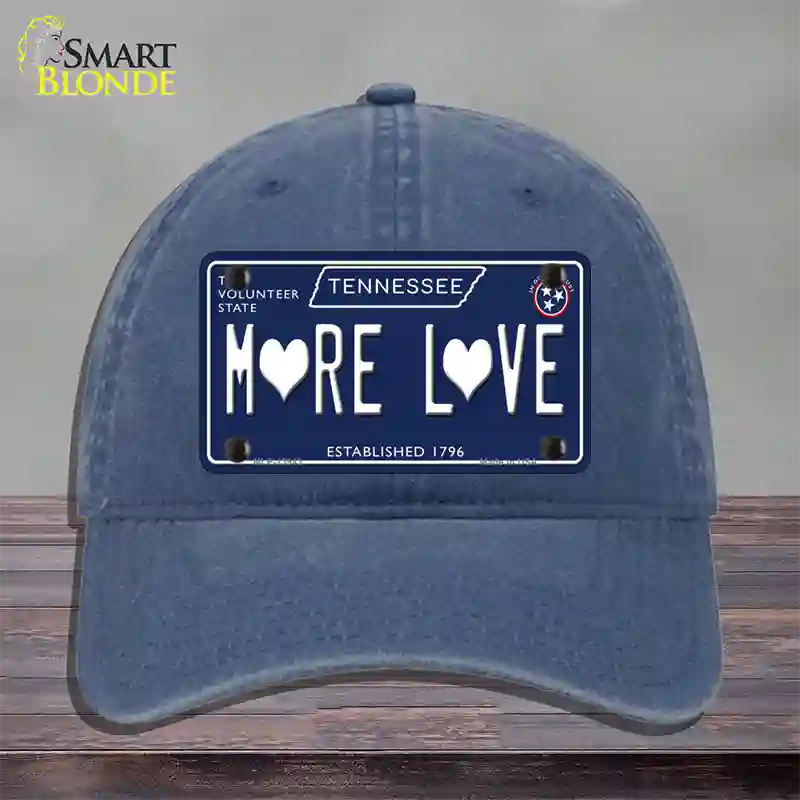 More Love Hearts Tennessee Blue Novelty License Plate Hat Tag Unconstructed Cotton Navy