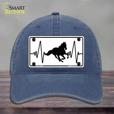 Horse Heart Beat Novelty License Plate Hat Tag Unconstructed Cotton / Navy