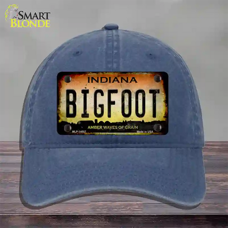 Bigfoot Indiana Novelty License Plate Hat Tag Unconstructed Cotton / Navy
