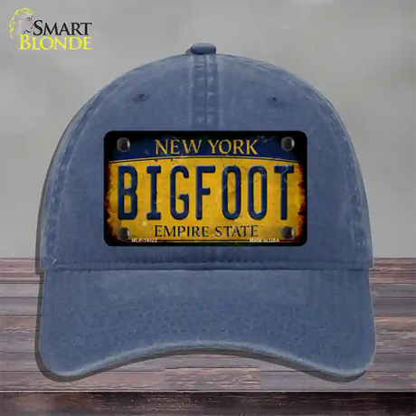 Bigfoot New York Novelty License Plate Hat Tag Unconstructed Cotton / Navy