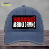 Warning Asshole Driving Novelty License Plate Hat Unconstructed Cotton / Navy