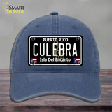 Culebra Puerto Rico Black Novelty License Plate Hat Unconstructed Cotton / Navy