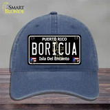 Boricua Puerto Rico Black Novelty License Plate Hat Unconstructed Cotton / Navy