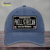 Philly Rican Puerto Rico Black Novelty License Plate Hat Unconstructed Cotton / Navy