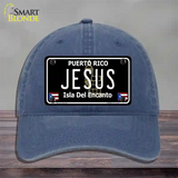 Jesus Puerto Rico Black Novelty License Plate Hat Unconstructed Cotton / Navy