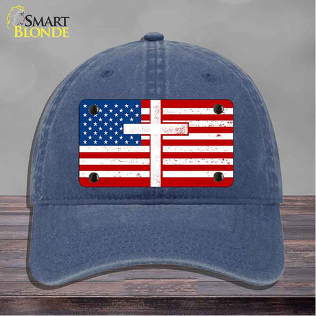 American Flag with Cross Novelty License Plate Hat HAT-MLP-14518