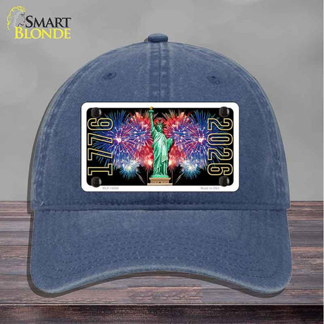 Lady Liberty Fireworks Novelty License Plate Hat HAT-MLP-14549 Unconstructed Cotton Navy