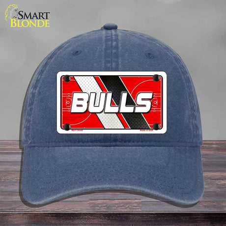 Blue cap with a 'BULLS' logo on a gray background
