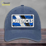 Blue cap with a 'MAVERICKS' license plate design on a gray background