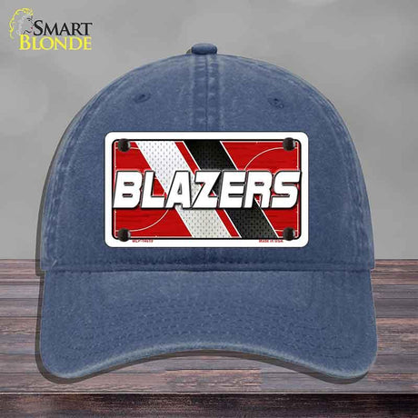 Blue cap with 'BLAZERS' logo on a gray background