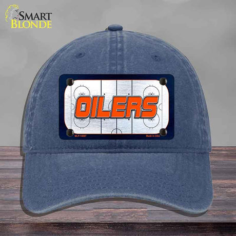 OILERS Graphic Novelty License Plate Hat HAT-MLP-14667 Unconstructed Cotton Navy