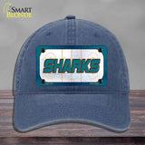 SHARKS Graphic Novelty License Plate Hat HAT-MLP-14679 Unconstructed Cotton Navy