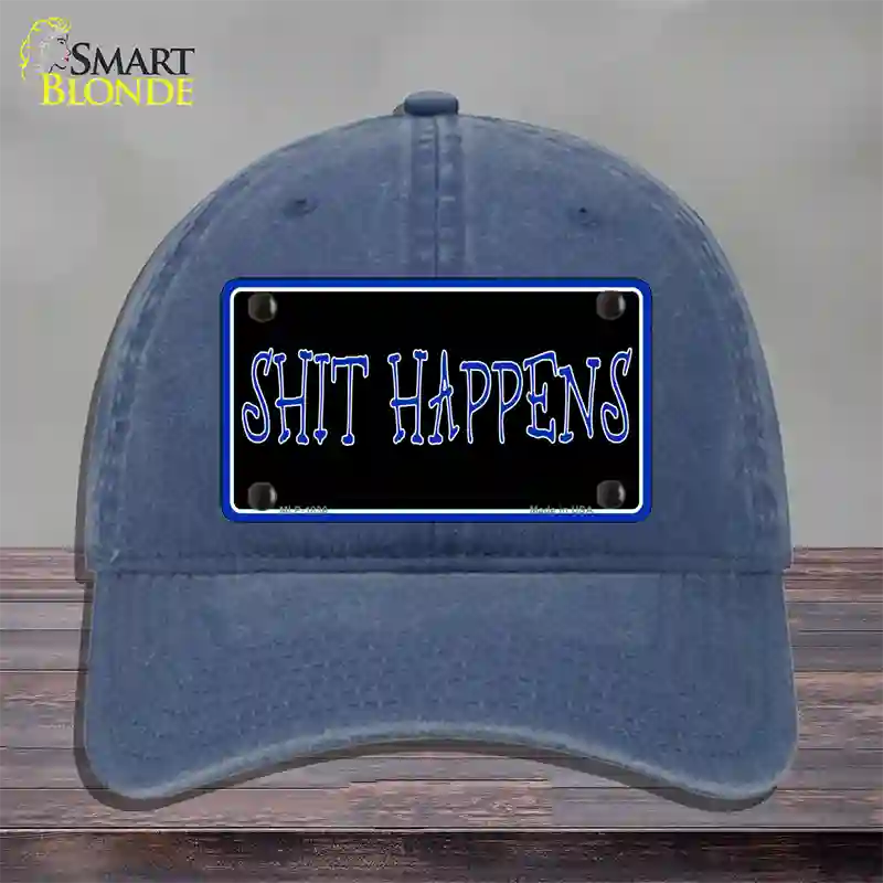 Shit Happens Novelty License Plate Hat Unconstructed Cotton / Navy