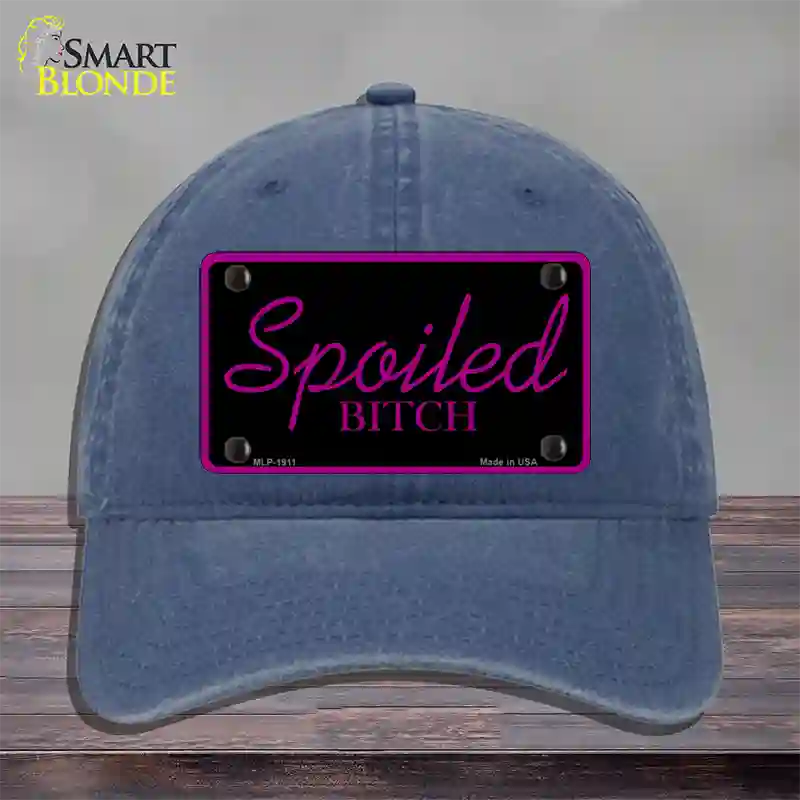 Spoiled Bitch Novelty License Plate Hat Unconstructed Cotton / Navy