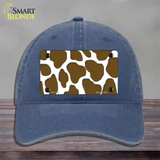 Brown White Giraffe Novelty License Plate Hat Unconstructed Cotton / Navy