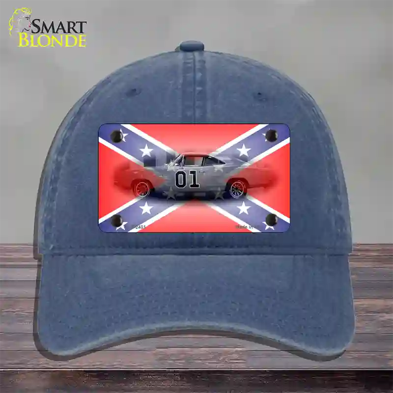 Confederate Flag Charger Novelty License Plate Hat Unconstructed Cotton / Navy
