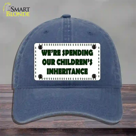 Spending Inheritance Novelty License Plate Hat Unconstructed Cotton / Navy