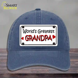 Worlds Greatest Grandpa Novelty License Plate Hat Unconstructed Cotton / Navy