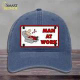 Man At Work Novelty License Plate Hat Unconstructed Cotton / Navy