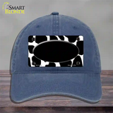 Black White Giraffe Black Center Oval Novelty License Plate Hat Unconstructed Cotton / Navy