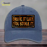 Drive It Like You Stole It Novelty License Plate Hat Unconstructed Cotton / Navy