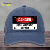 Danger High Voltage Driver Novelty License Plate Hat Unconstructed Cotton / Navy