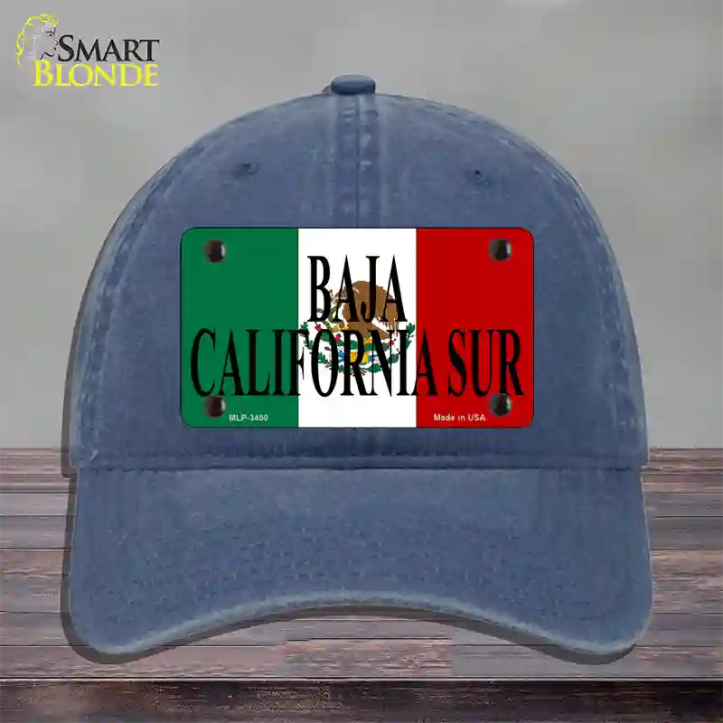 Baja California Sur Mexico Flag Novelty License Plate Hat Unconstructed Cotton / Navy