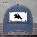 Horse With Rider Novelty License Plate Hat Unconstructed Cotton / Navy
