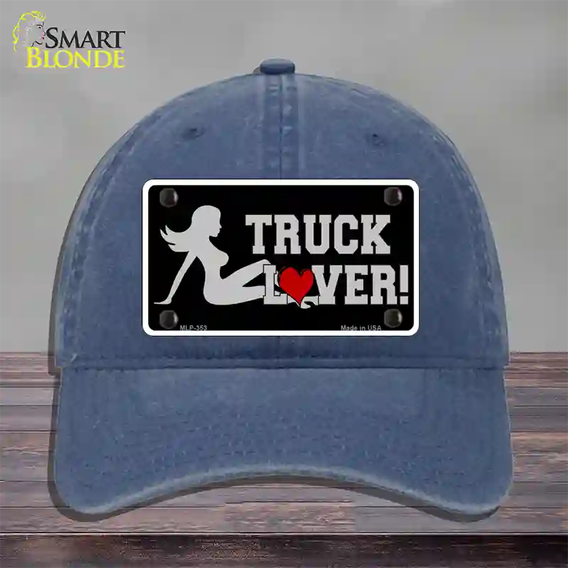 Truck Lover Girl Novelty License Plate Hat Unconstructed Cotton / Navy