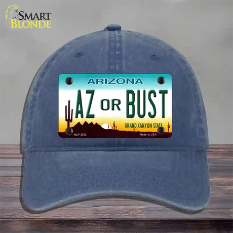 Arizona Az Or Bust Novelty License Plate Hat Unconstructed Cotton / Navy