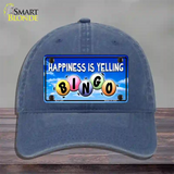 Happiness Is Yelling Bingo Novelty License Plate Hat Unconstructed Cotton / Navy