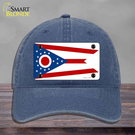 Ohio State Flag Novelty License Plate Hat Unconstructed Cotton Navy