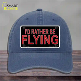 Rather Be Flying Novelty License Plate Hat Unconstructed Cotton Navy