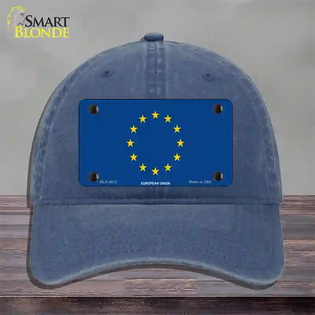 European Union Flag Novelty License Plate Hat Unconstructed Cotton / Navy