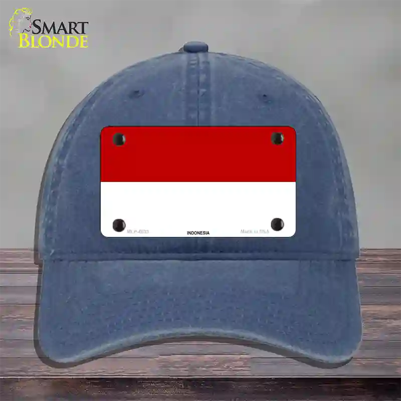 Indonesia Flag Novelty License Plate Hat Unconstructed Cotton / Navy