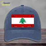 Lebanon Flag Novelty License Plate Hat Unconstructed Cotton / Navy