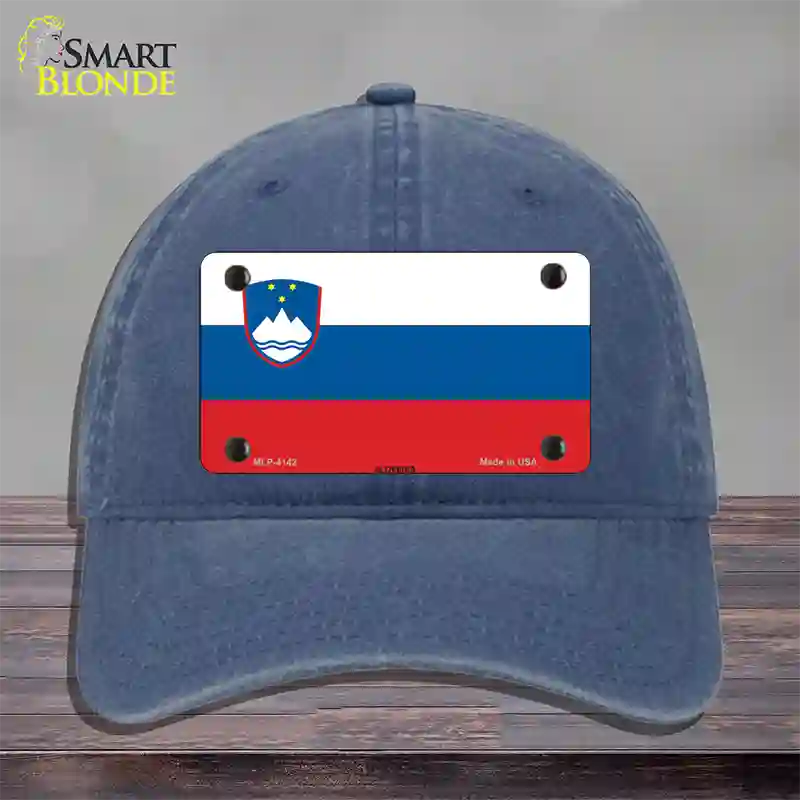 Slovenia Flag Novelty License Plate Hat Unconstructed Cotton / Navy