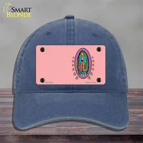 Virgin Mary Pink Novelty License Plate Hat Unconstructed Cotton / Navy