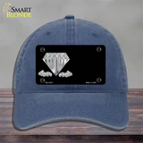 Diamonds Offset Novelty License Plate Hat Unconstructed Cotton / Navy