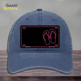 Flip Flops Pink Offset Novelty License Plate Hat Unconstructed Cotton / Navy
