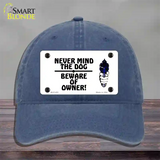 Never Mind Dog Beware Owner Novelty License Plate Hat Unconstructed Cotton / Navy