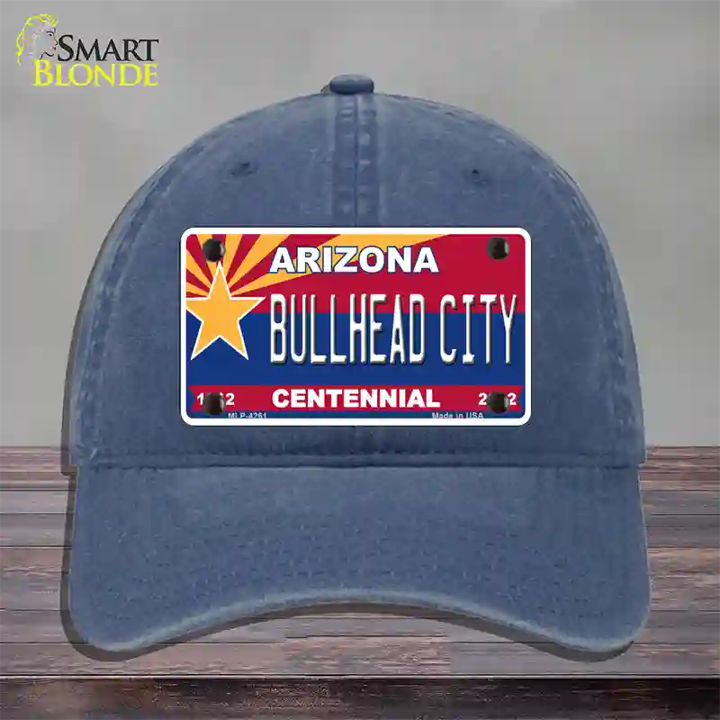 Arizona Centennial Bullhead City Novelty License Plate Hat Unconstructed Cotton / Navy