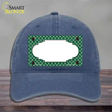 Green White Quatrefoil Center Scallop Novelty License Plate Hat Unconstructed Cotton / Navy