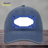Blue White Quatrefoil Center Scallop Novelty License Plate Hat Unconstructed Cotton / Navy