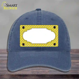 Yellow White Quatrefoil Center Scallop Novelty License Plate Hat Unconstructed Cotton / Navy
