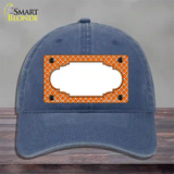 Orange White Quatrefoil Center Scallop Novelty License Plate Hat Unconstructed Cotton / Navy